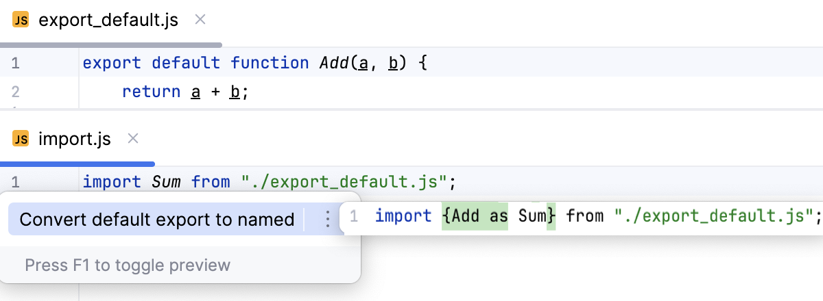 Invoke export default conversion from an import statement Invoke export default conversion from an import statement