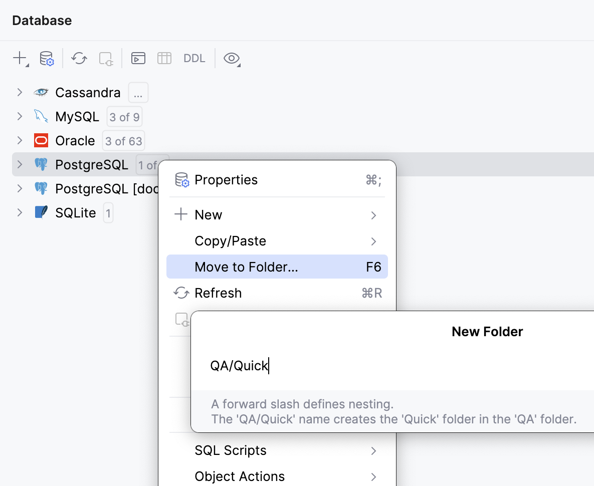 Create a new folder to group data sources Create a new folder to group data sources