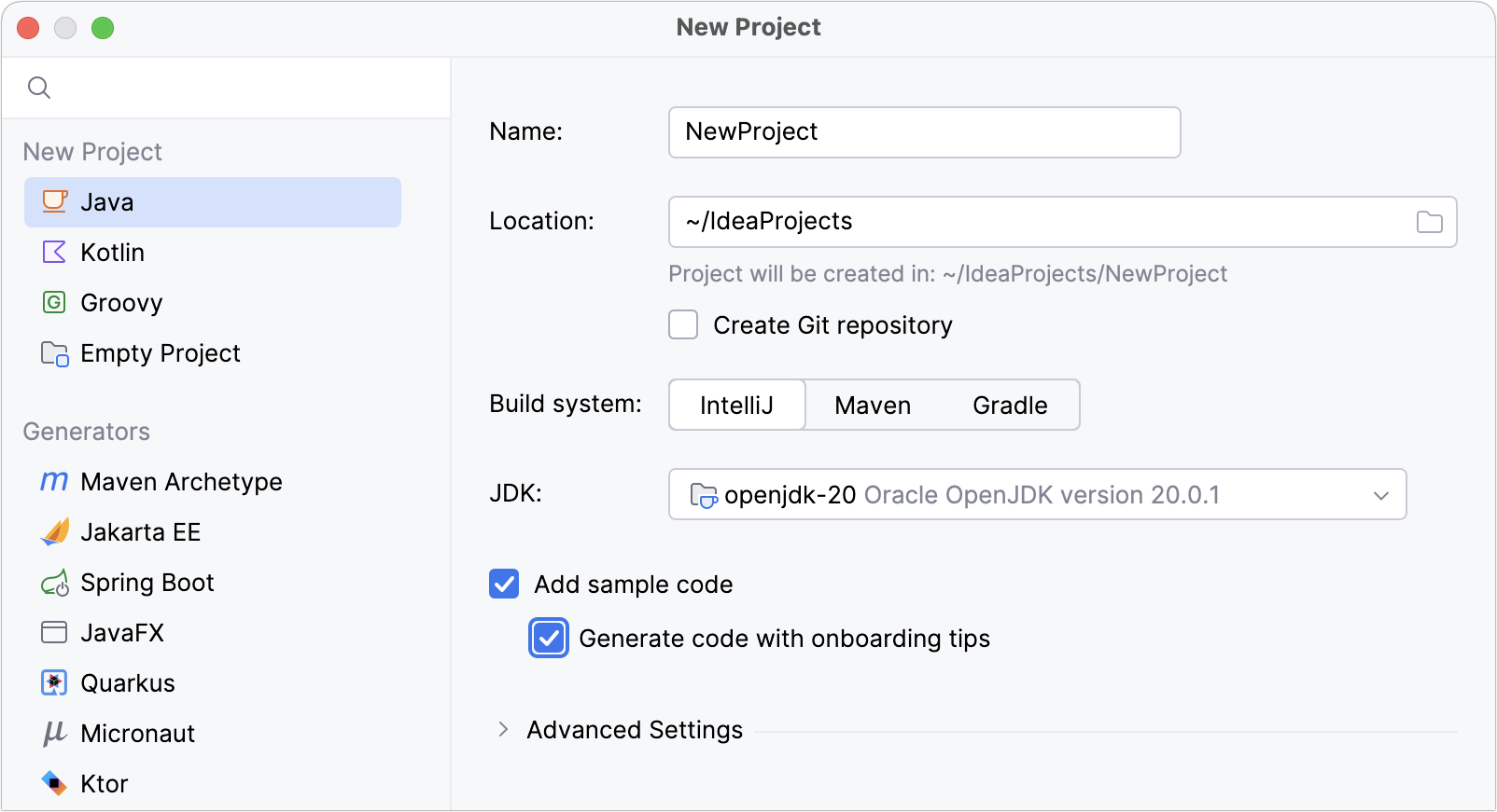 Create a new project | IntelliJ IDEA Documentation