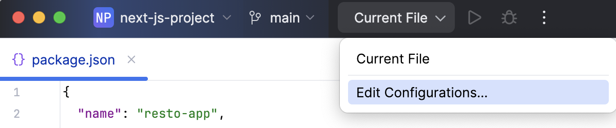 Open the Edit Configurations dialog