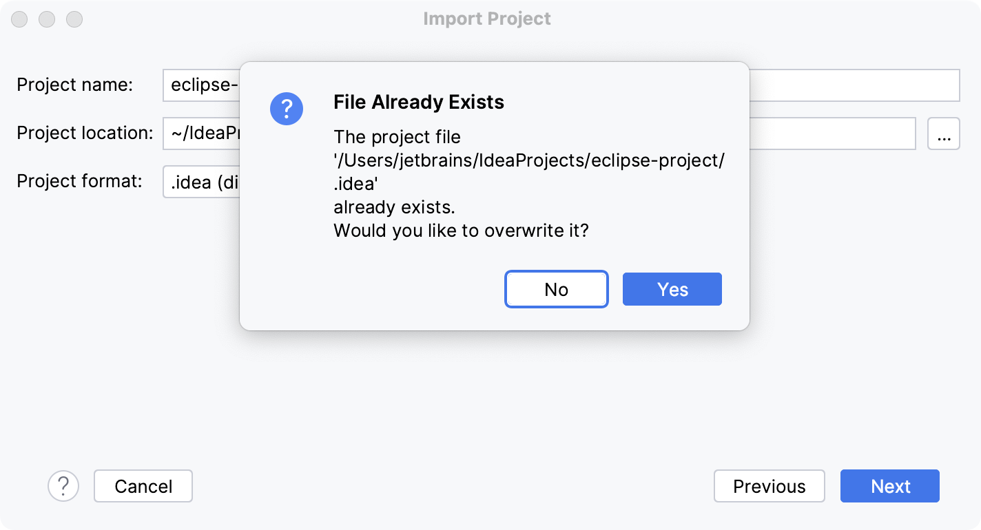 A popup warning you that the folder will be overwritten A popup warning you that the folder will be overwritten