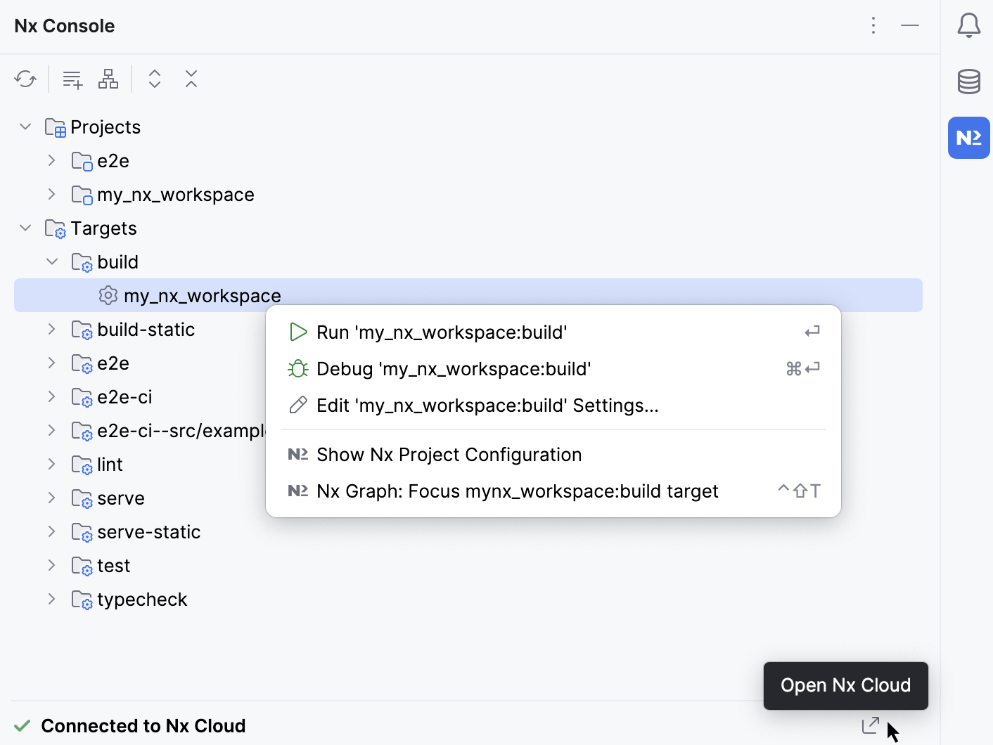 Nx 控制台工具窗口