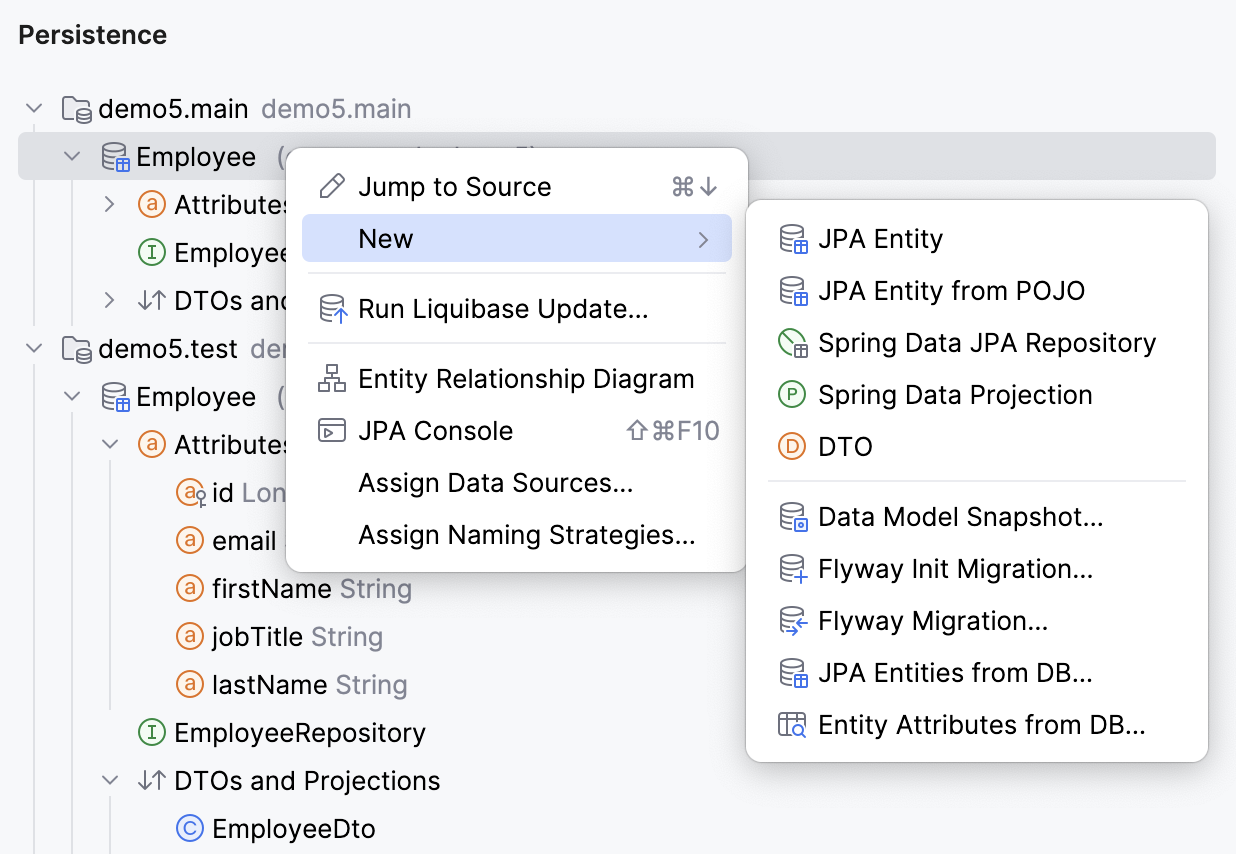 Persistence tool window Persistence tool window