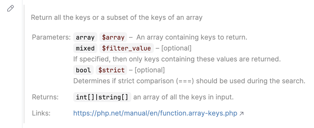 可呈现模式下的 Javadocs