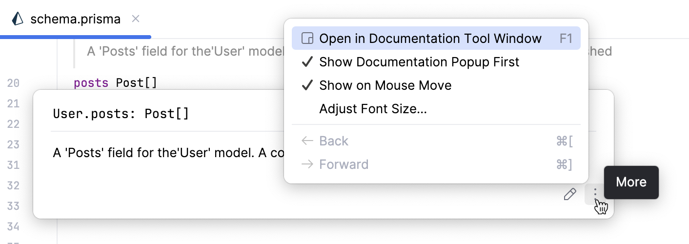 在文档工具窗口中打开注释 在文档工具窗口中打开注释