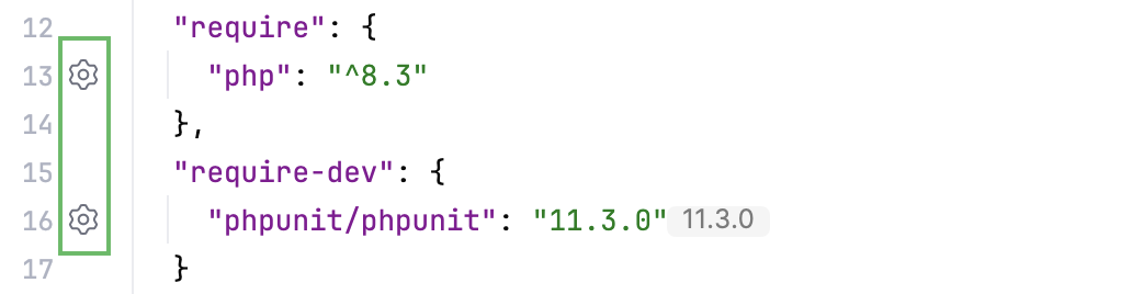 composer.json 中边距的打开设置按钮