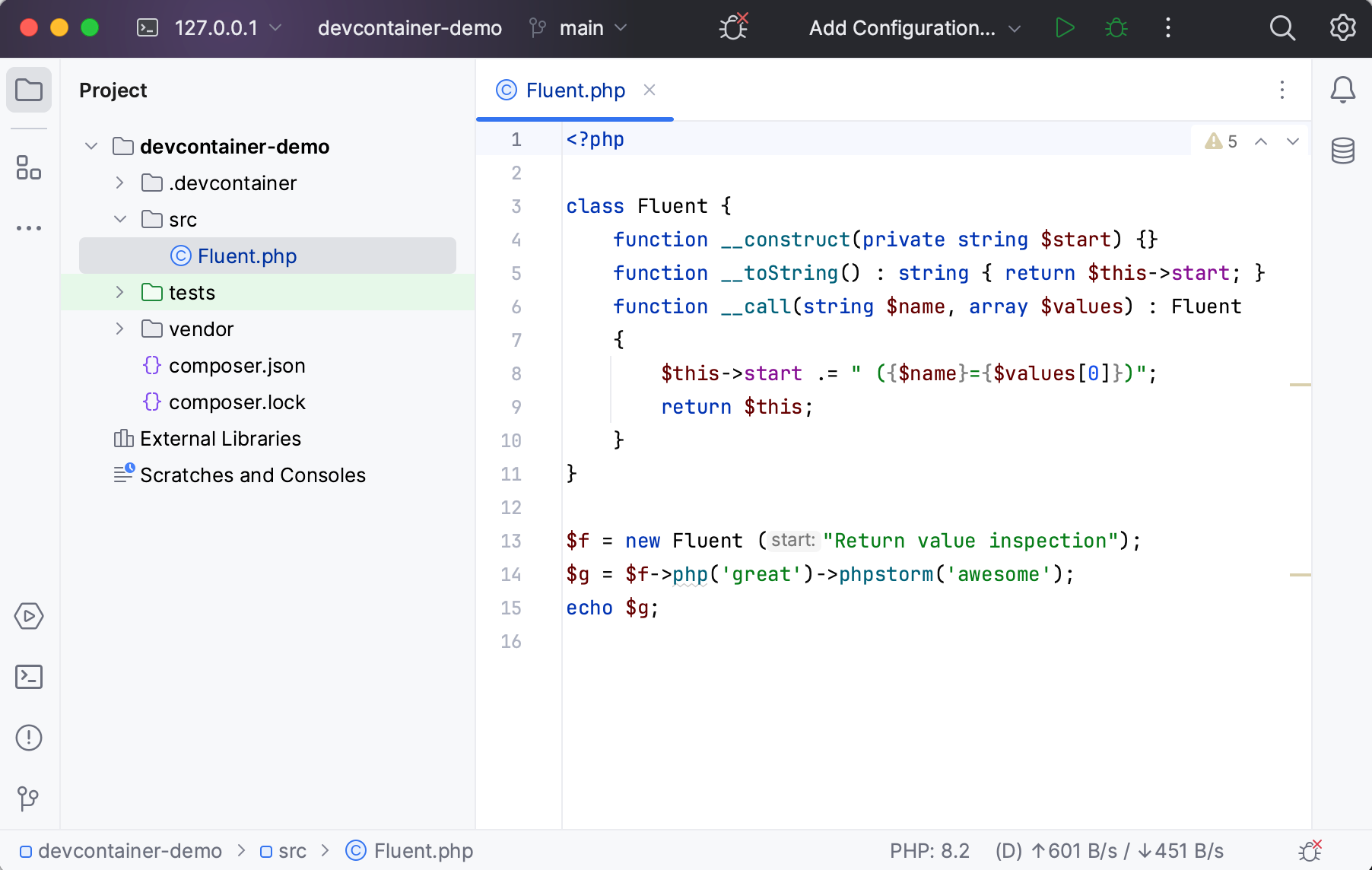 Project in Dev Container Project in Dev Container