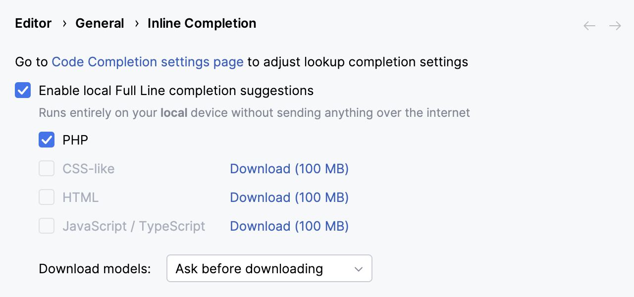 启用整行代码补全
