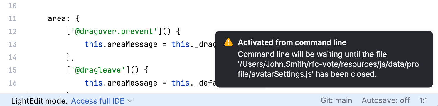 the Command line waiting notification the Command line waiting notification