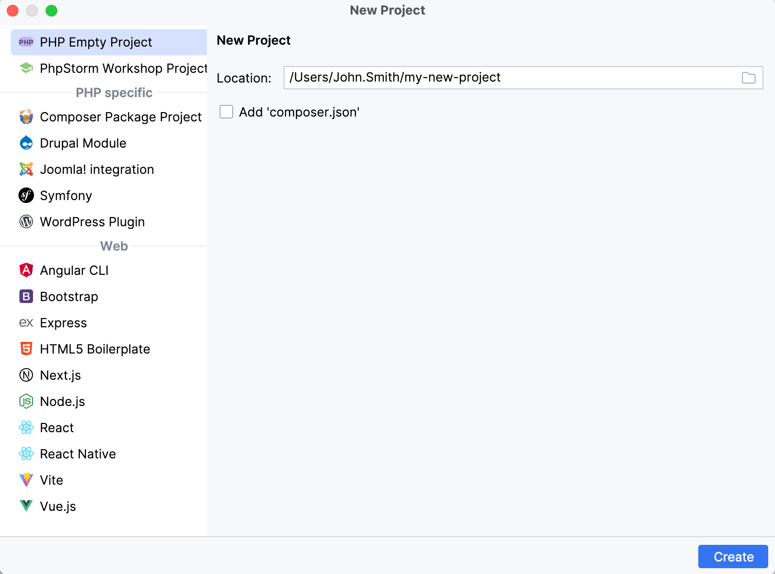 新建项目对话框