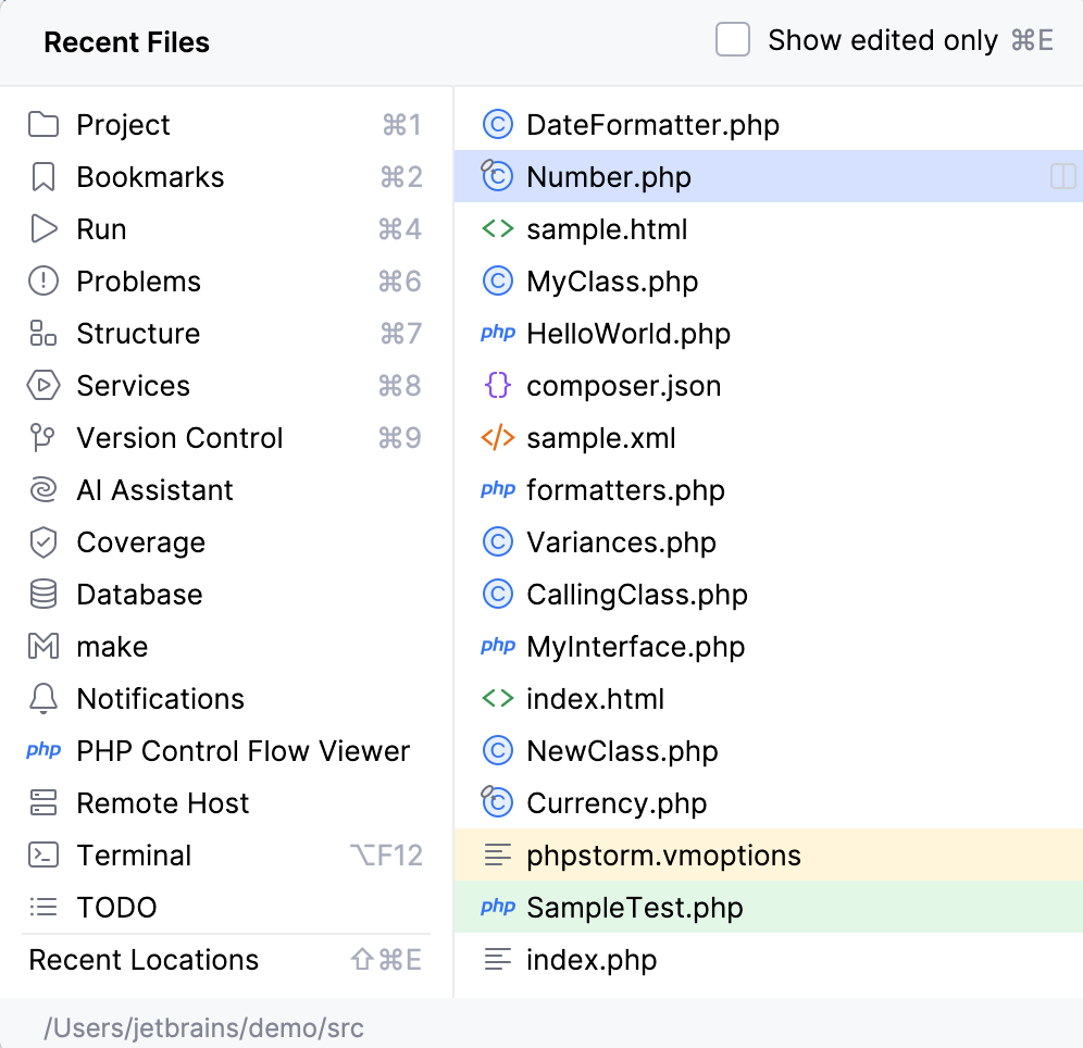 Recent files Recent files