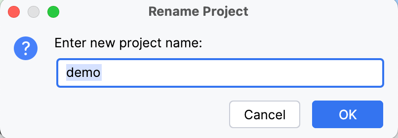 Renaming a project Renaming a project