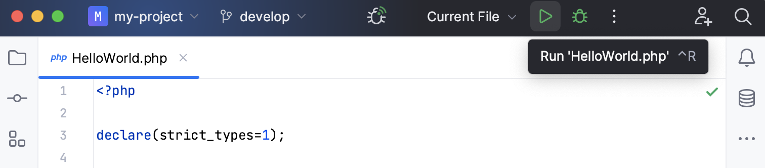 从工具栏运行单个文件 从工具栏运行单个文件