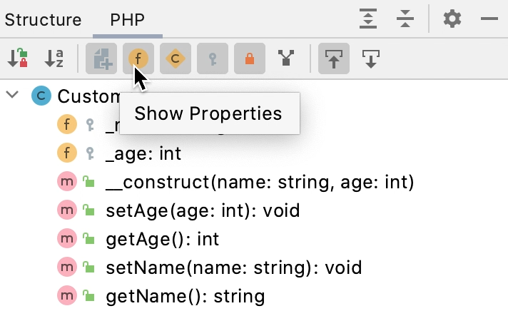 结构工具栏上的带工具提示的按钮