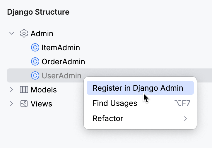 Registering a model with an unused model admin class Registering a model with an unused model admin class