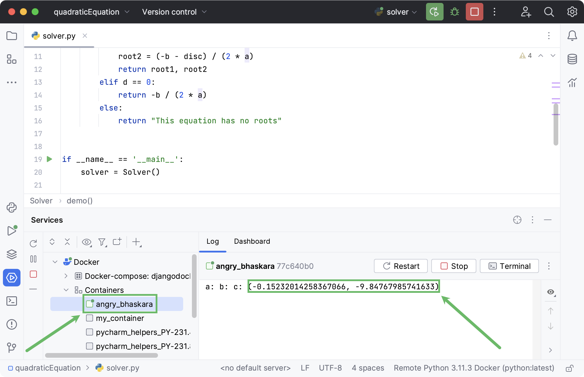 服务工具窗口中的 Docker 容器 服务工具窗口中的 Docker 容器