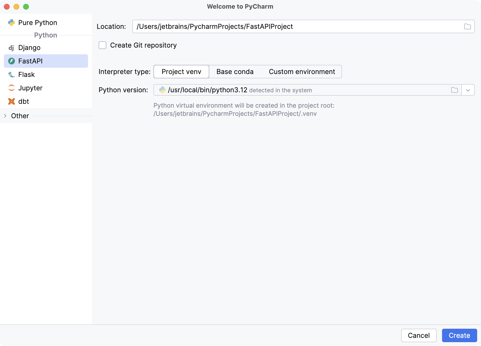 创建一个 FastAPI 项目