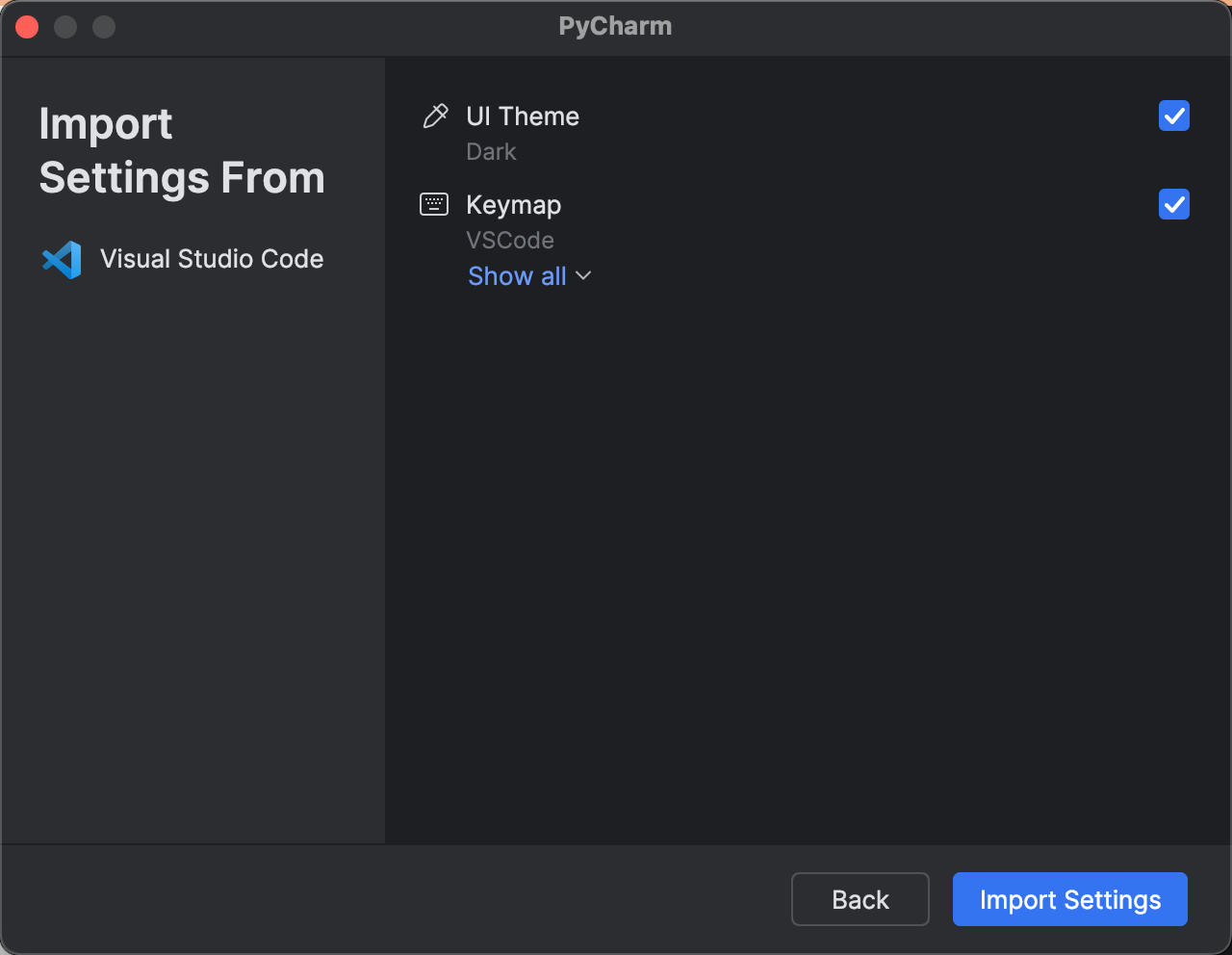 Visual Studio Code settings selection Visual Studio Code settings selection