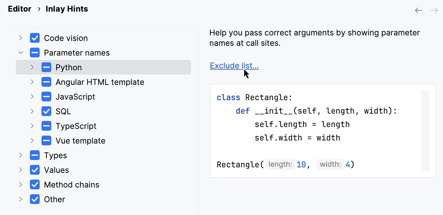 Inlay Hints | PyCharm Documentation