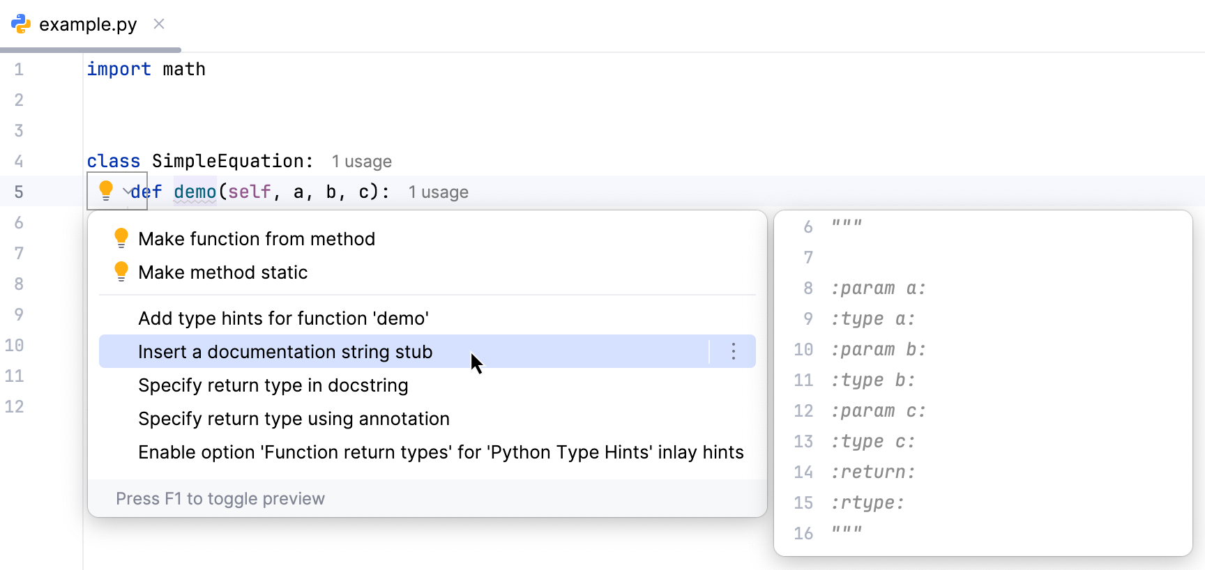 insert documentation string stub
