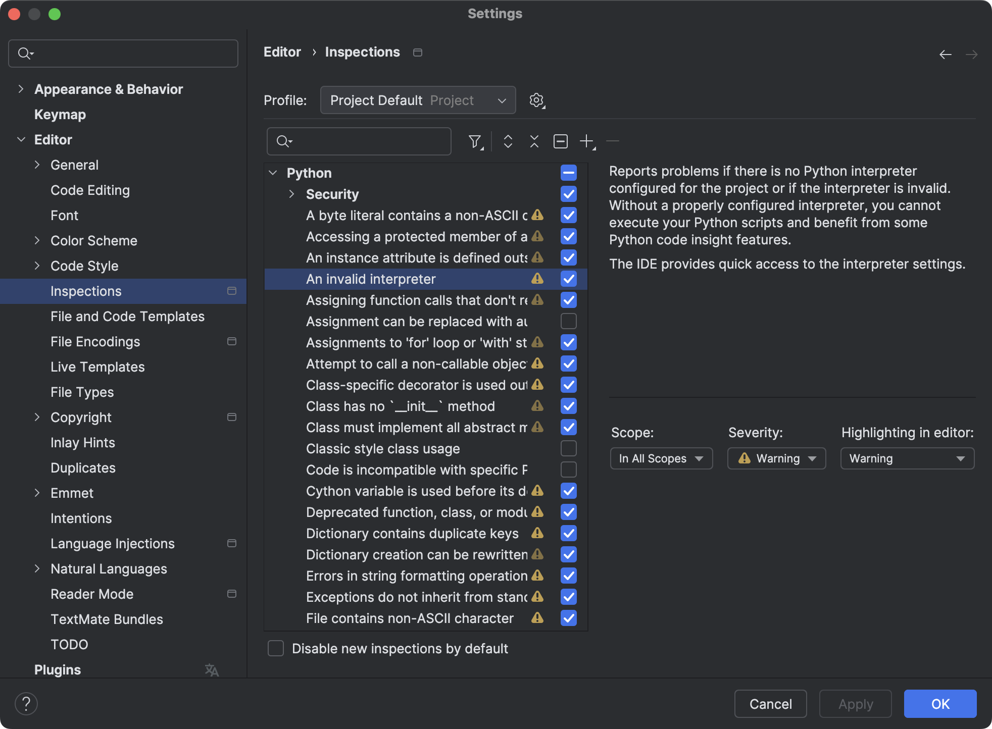 Inspections | PyCharm Documentation