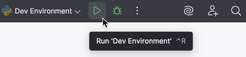 'Run' button near the Run widget