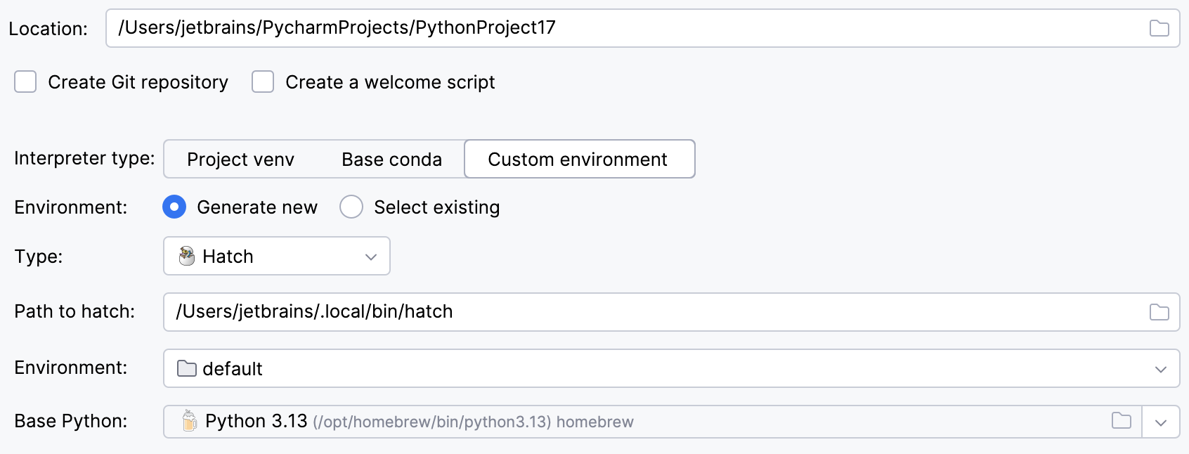 使用 Hatch 创建项目