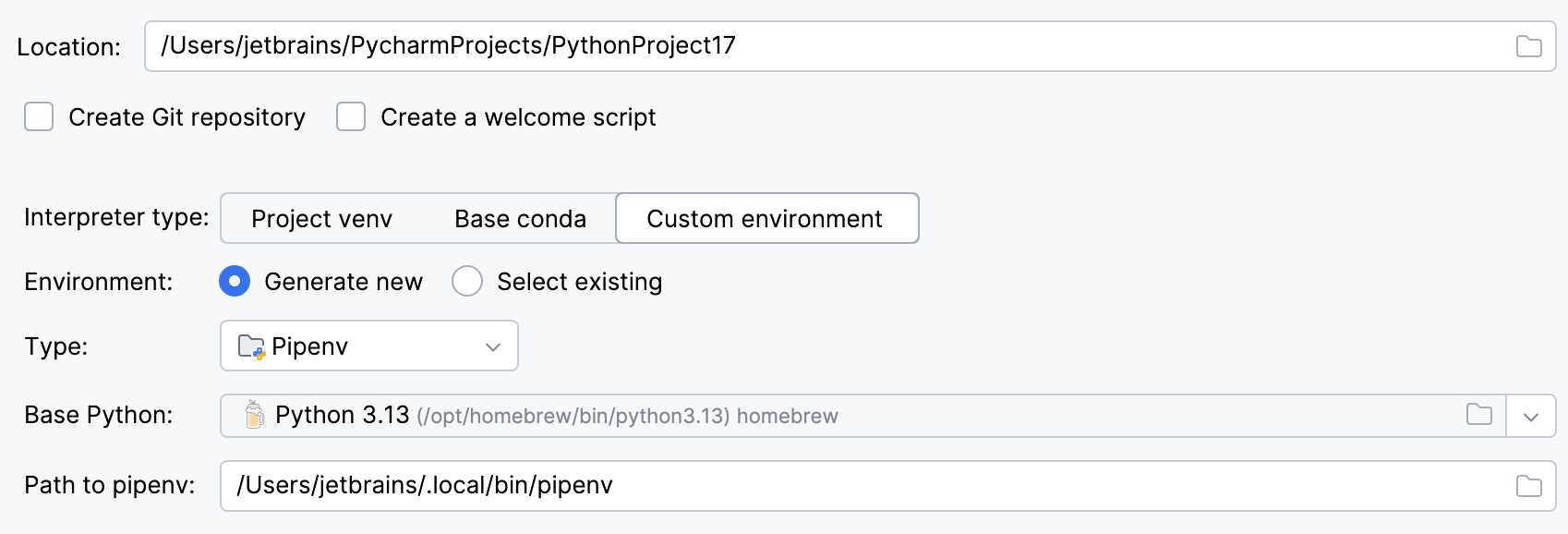 使用 Pipenv 创建项目