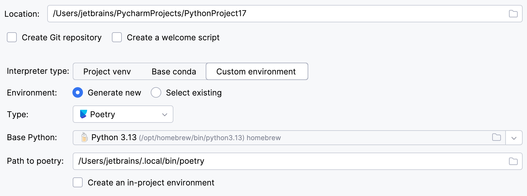 使用 Poetry 创建项目