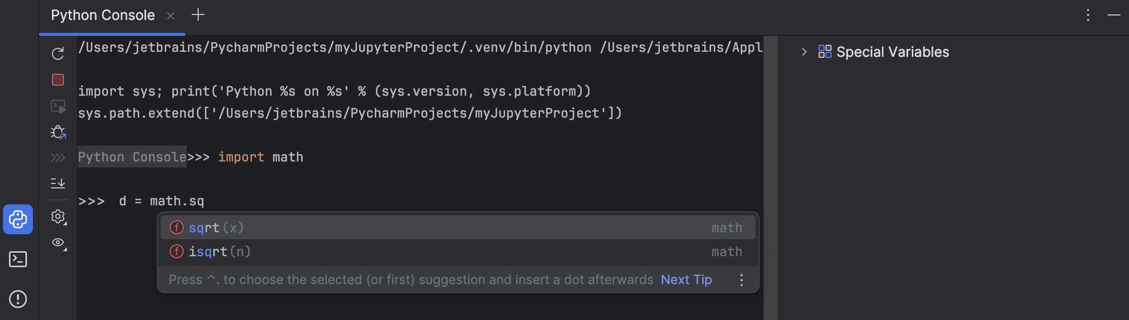 Python console | PyCharm Documentation