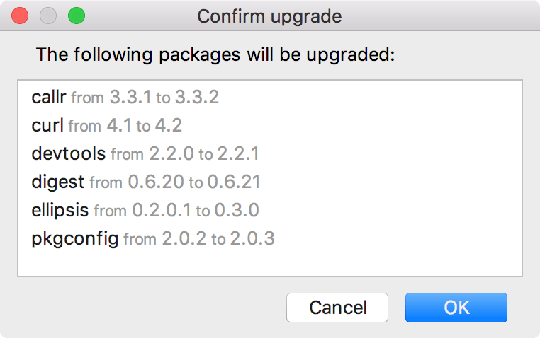 要升级的包列表