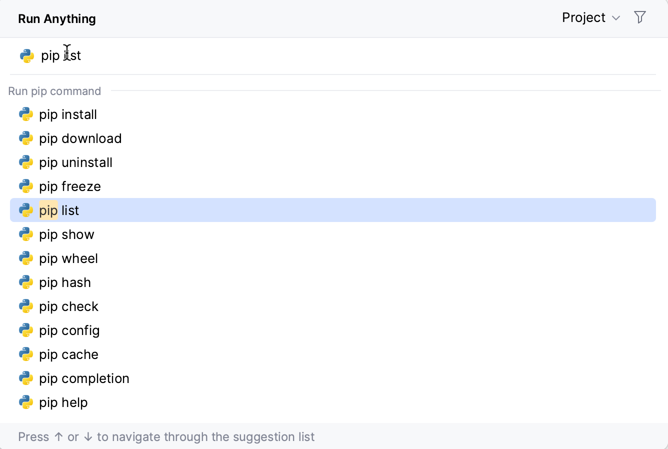 运行任何内容:可用的 pip 命令 运行任何内容:可用的 pip 命令