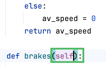 Insert 'self' when defining a method