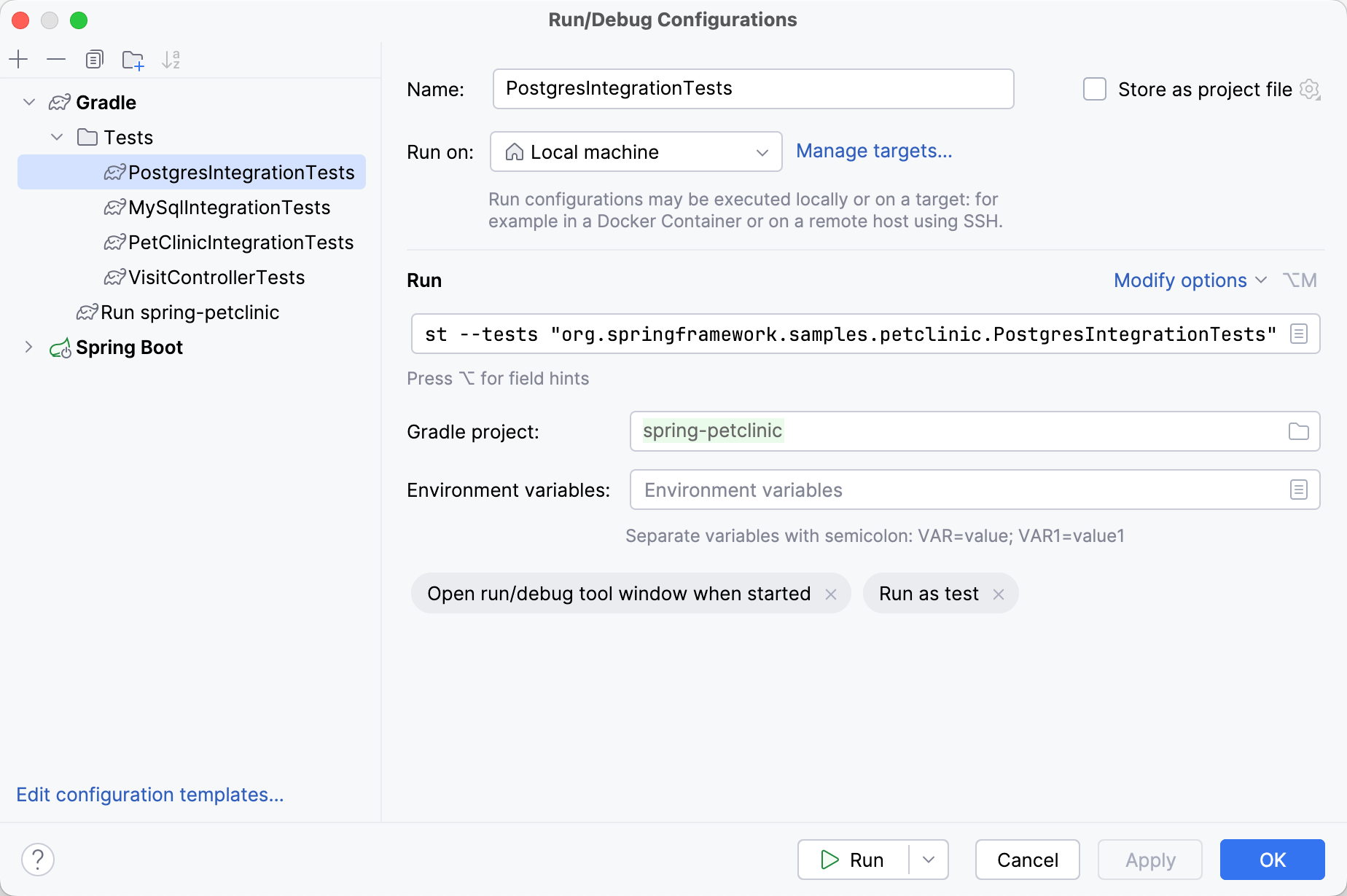 Grouped run configurations Grouped run configurations
