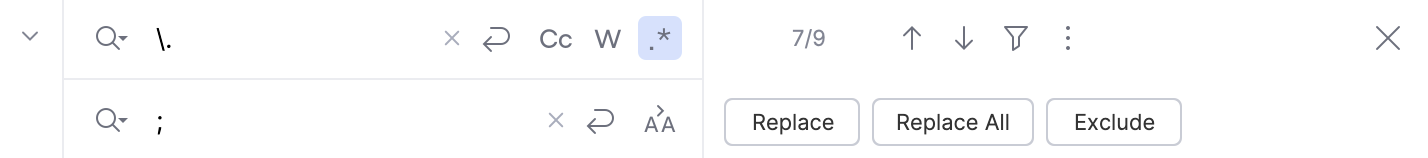 Replace in file pane Replace in file pane