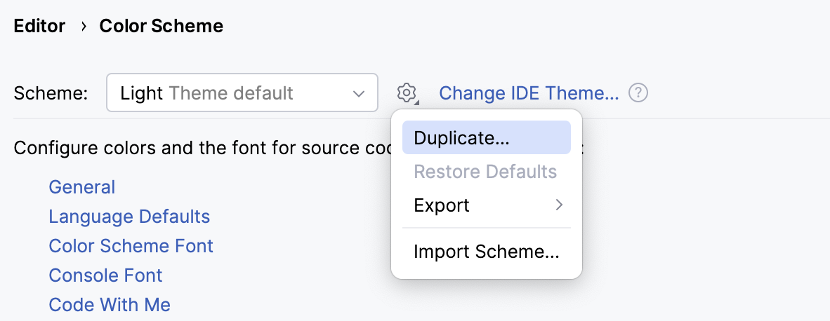 Duplicate a color scheme