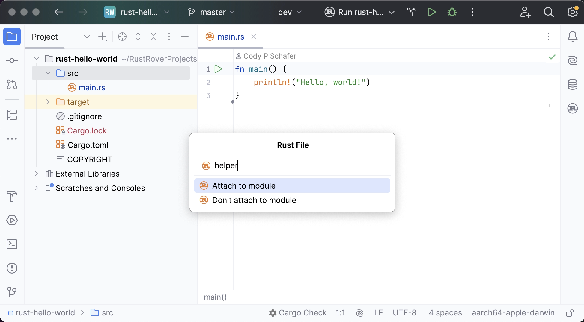 Creating a new Rust file