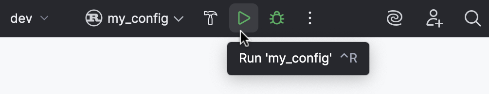 'Run' button near the Run widget