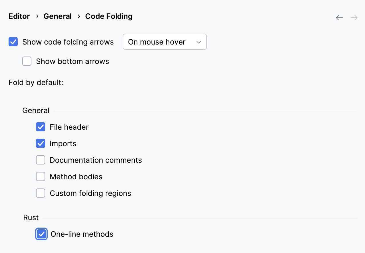 Configuring one-line method folding for Rust Configuring one-line method folding for Rust