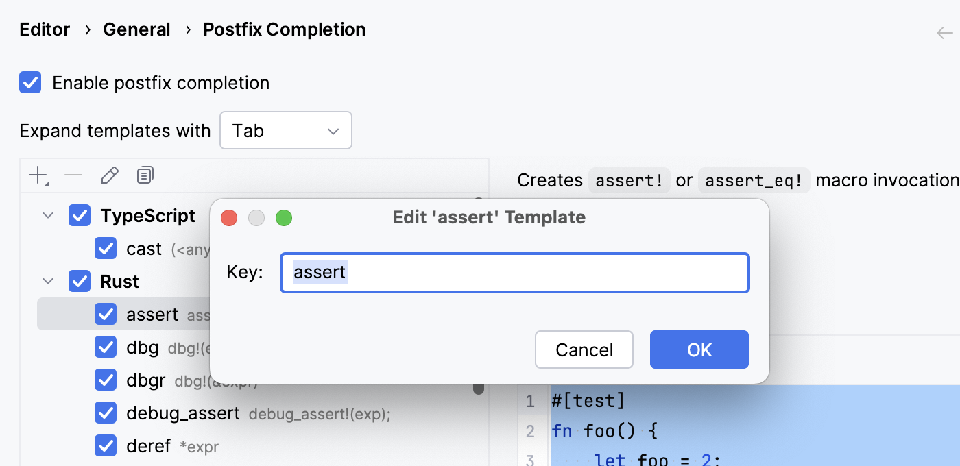 Editing a template name Editing a template name