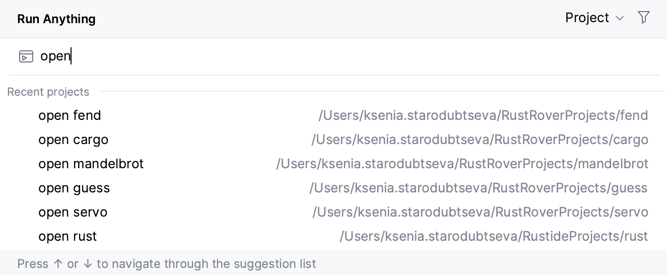 The Run Anything popup The Run Anything popup