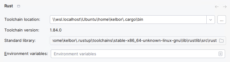 Rust toolchain settings