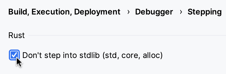 Stepping into stdlib option Stepping into stdlib option