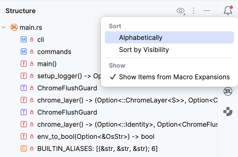 Structure tool window