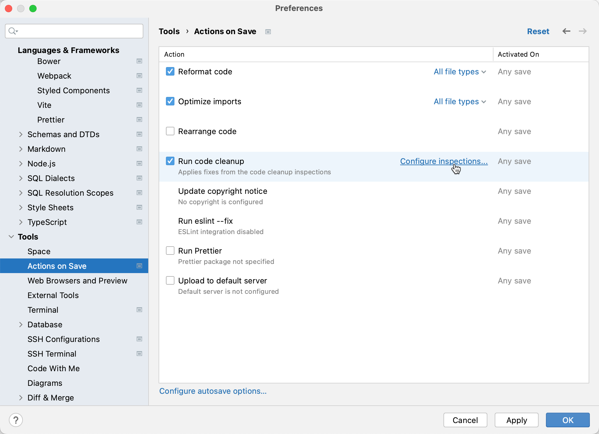 设置:保存时执行的操作 设置:保存时执行的操作