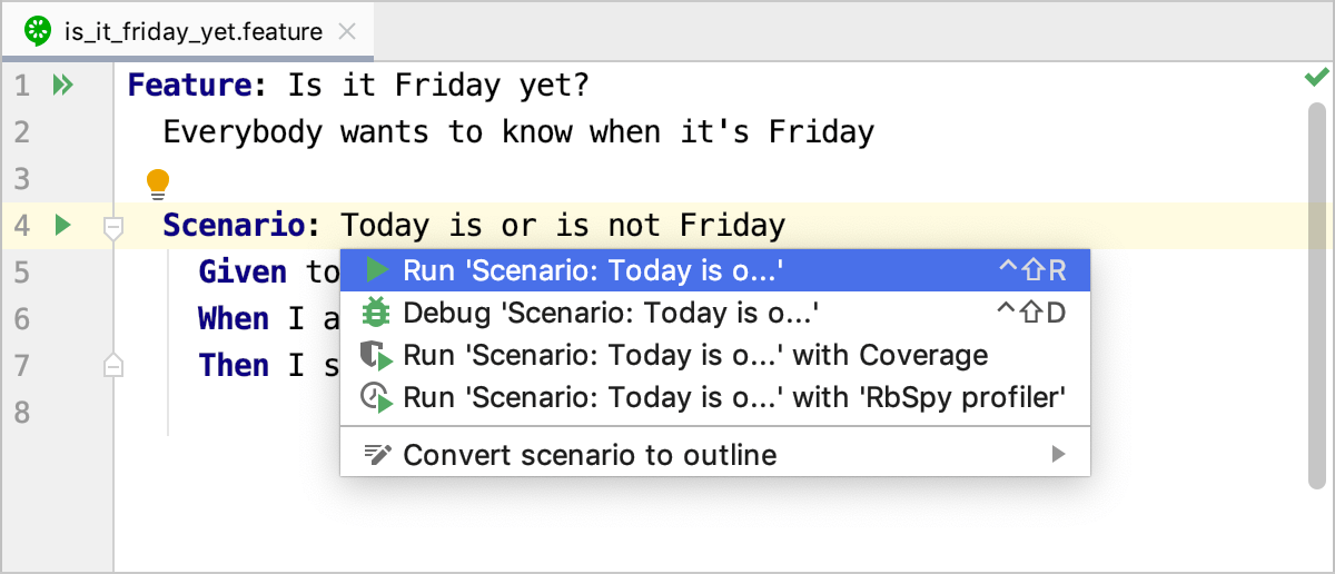 使用 Alt Enter 运行测试