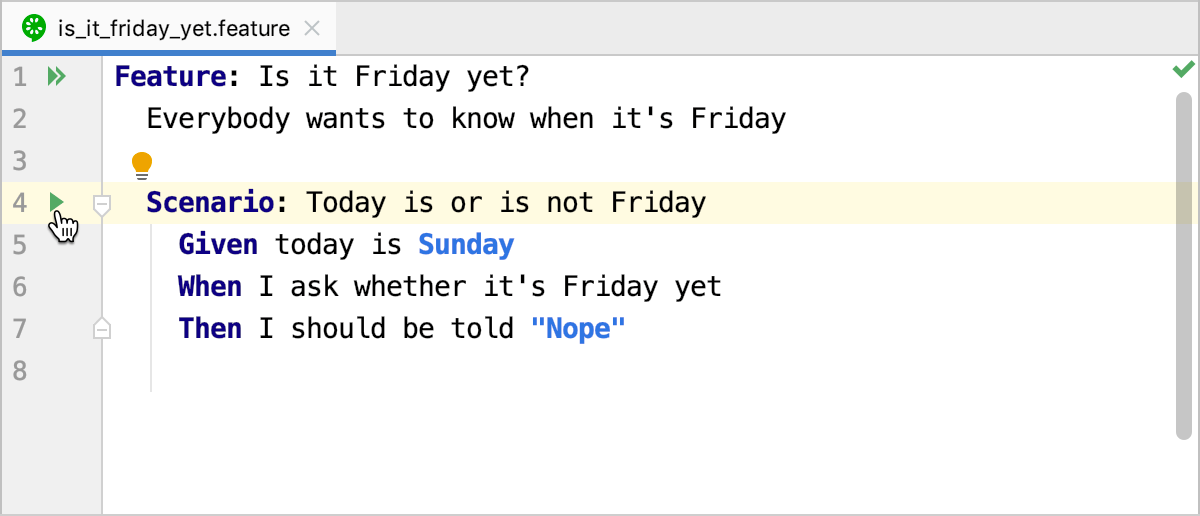 从边栏运行测试