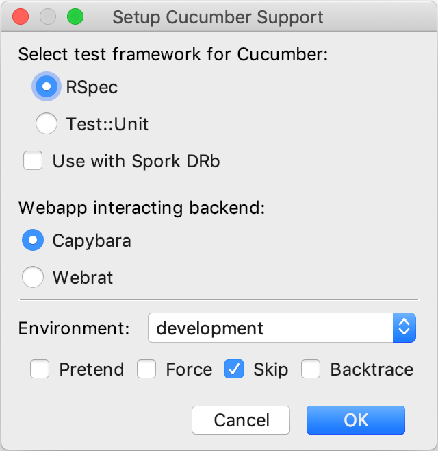 设置 Cucumber 支持