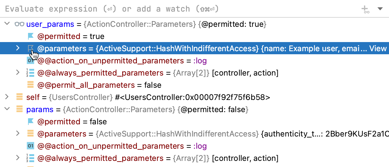 有两个字段被固定，并且带有蓝色标志