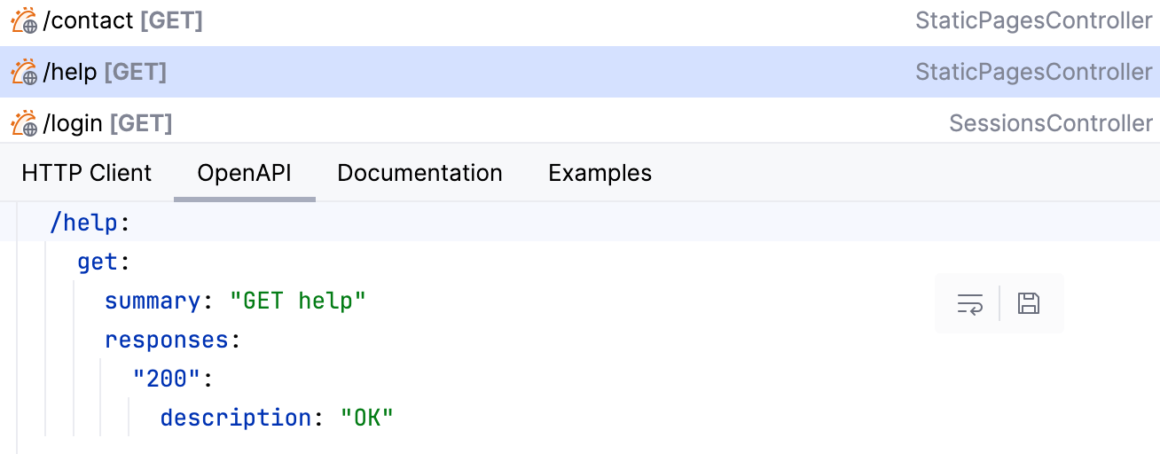 Endpoints 工具窗口:OpenAPI 选项卡 Endpoints 工具窗口:OpenAPI 选项卡